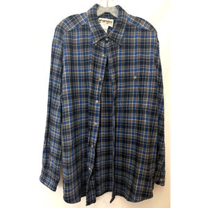 Wrangler Rugged Wear Men’s Button Up Shirt Long Sleeve Plaid XL